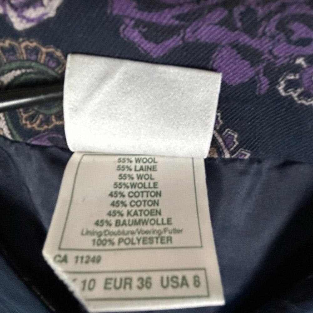 Vtg Laura Ashley Midi Blue Purple Paisley Basque Dress Modest Cottagecore US 8 - Picture 16 of 16